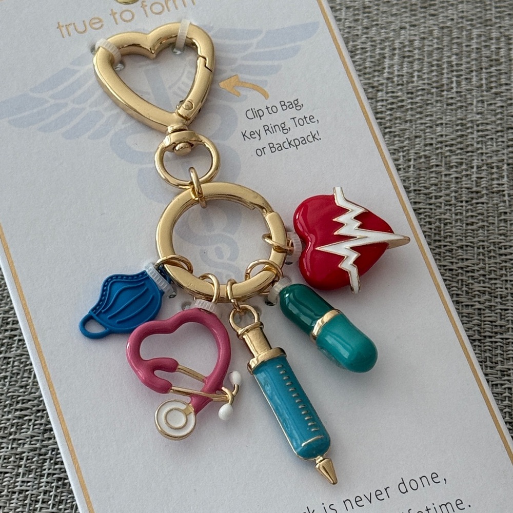 NWT True to Form Gold Heart Doctor Nurse Medical bag Charm Colorful Accents